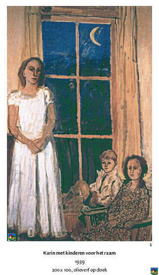 Karin Eijck met kinderen voor het raam